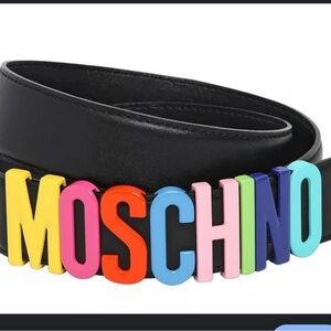 Moschino Black Belt with Multicolor Logo